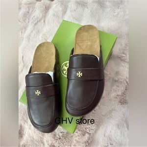 Tory Burch Everly Cork Leather Mule Shoes